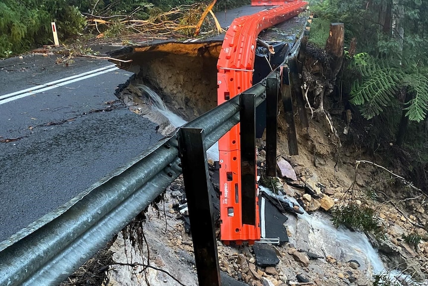 A landslip at Megalong Road cut off access to the area