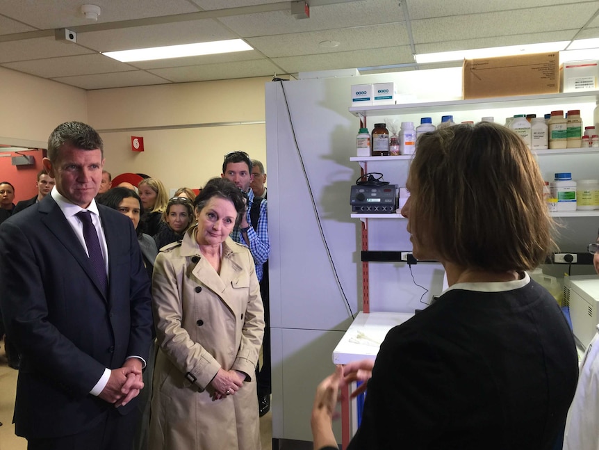 Premier Mike Baird at Newcastle's Calvary Mater hospital