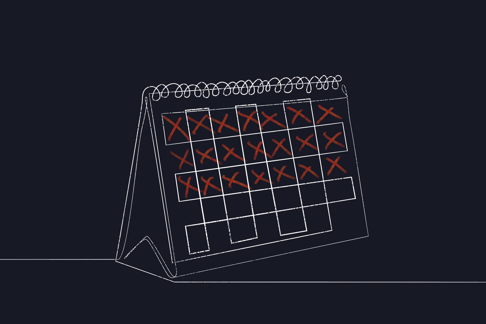 An illustration of a calendar with 21 days marked out.