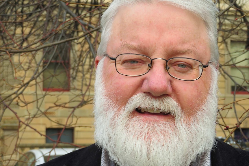 Alderman Bill Harvey, photographed in Franklin Square, Hobart.