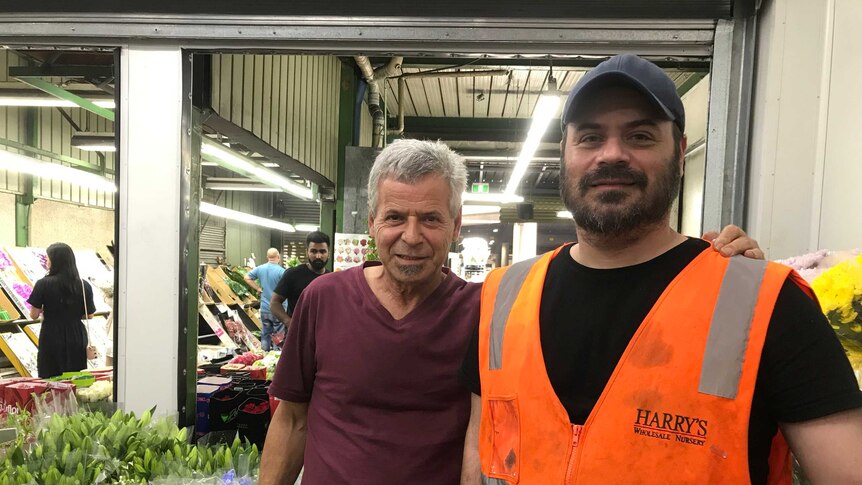 Harry and Steven Papadopoulos at Sydney's main flower market