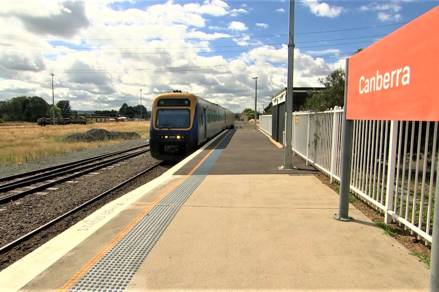 A train approaching the station.