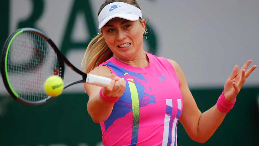 Spain's Paula Badosa plays a shot against Germany's Laura Siegemund.