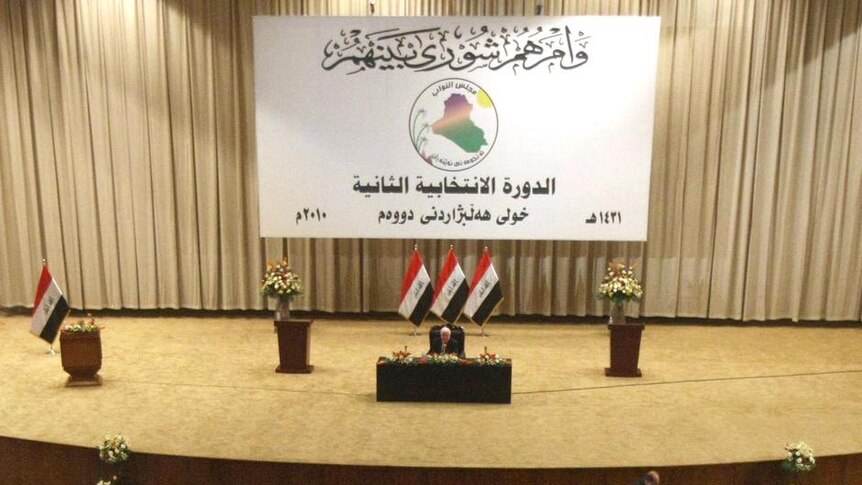 Iraqi parliament officials gather to elect their speaker in Baghdad