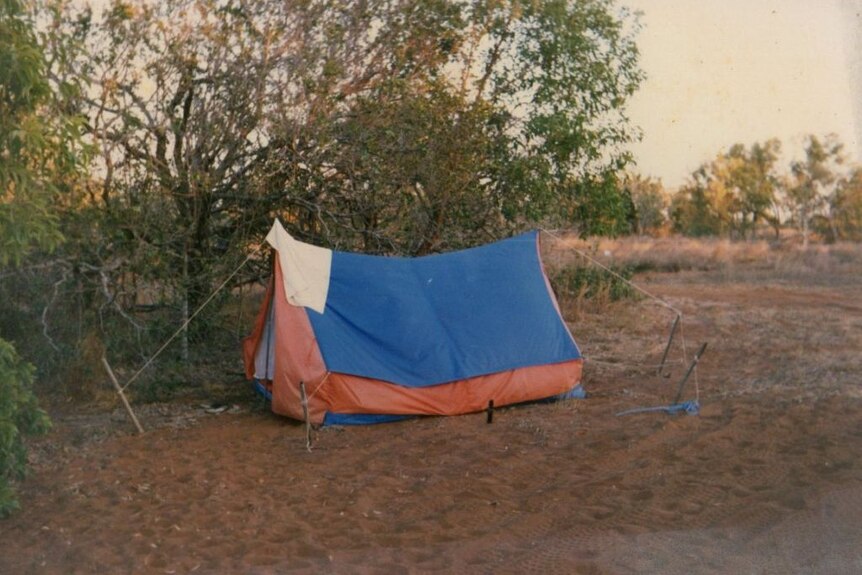 An old tent in bushland