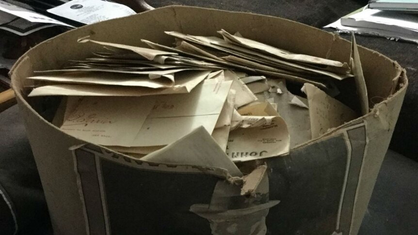 Old documents in an old hat box.