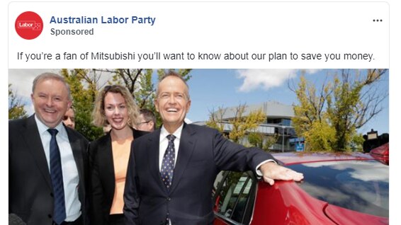 A Facebook ad from Labor featuring a picture of Bill Shorten