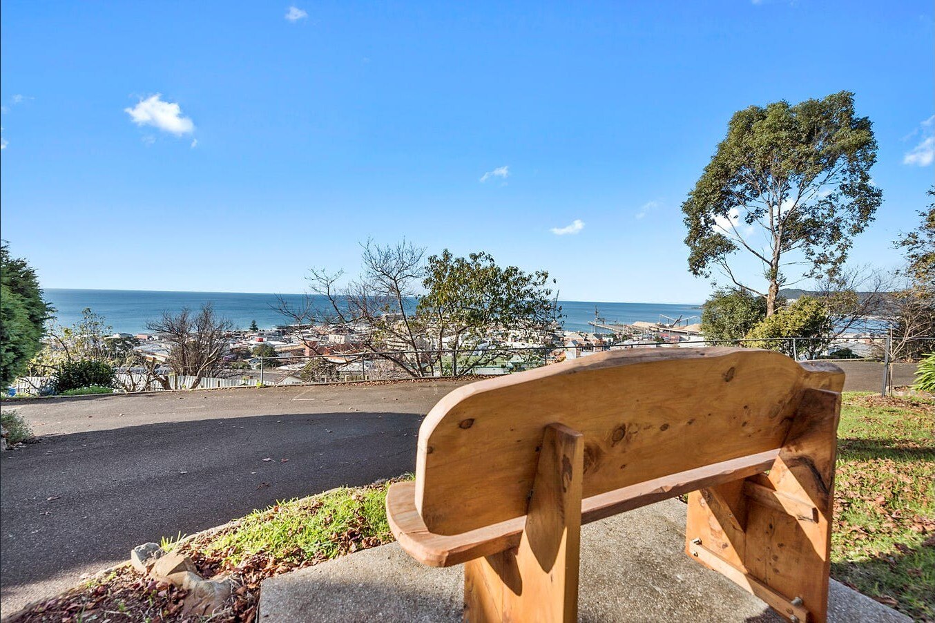 public bench seat on private land on View Rd, Burnie
