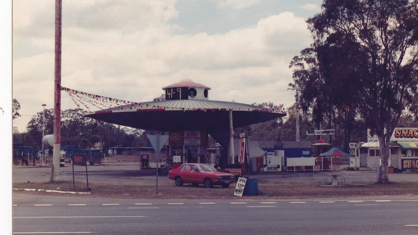 Space ship at service station