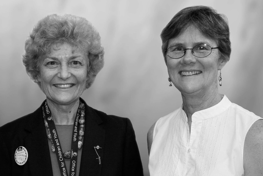 Black and white image of Professors Fiona Stanley and Carol Bower