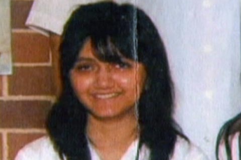 Aneri Patel in her school uniform