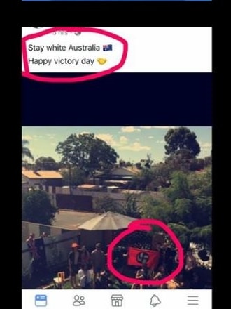 Screen grab of a Facebook post detailing Nazi imagery being displayed at an Australia Day party in Kalgoorlie.