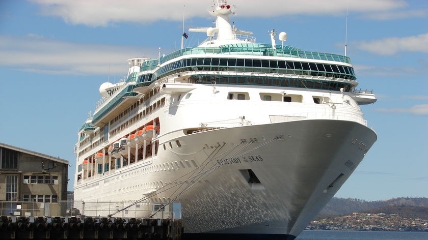 A large cruise ship