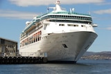 A large cruise ship