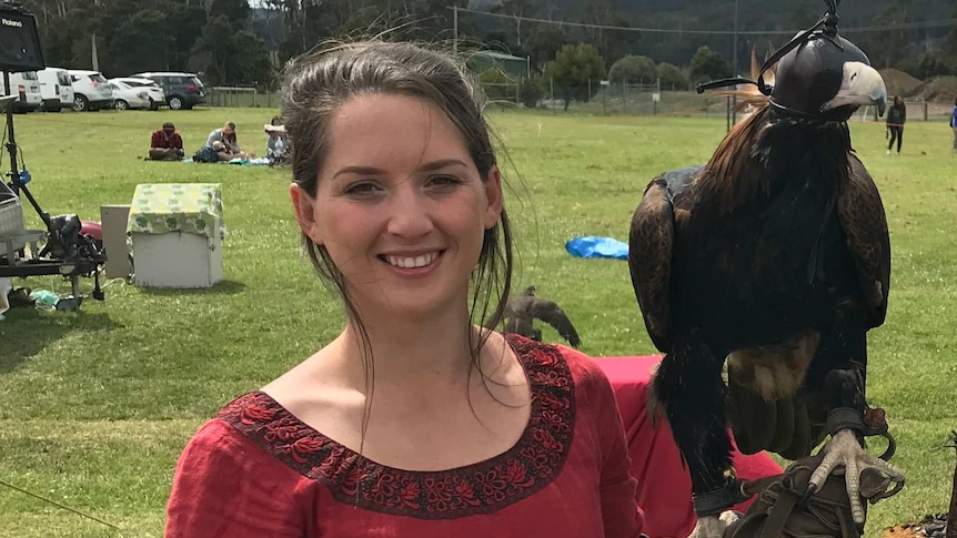 Jade Dickinson from Full Flight Birds of Prey with Zorro the wedge tailed eagle
