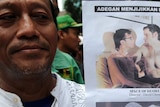 An Indonesian man protests against the Q! Film Festival in Jakarta. September 28, 2010.