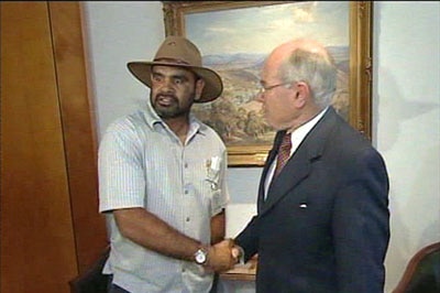 Former footballer Michael Long meets Prime Minister John Howard