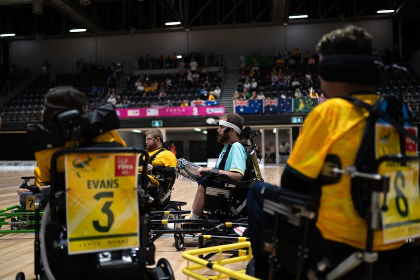 members of the australian team at the at the powerchair football world cup in sydney