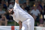 England bowler Monty Panesar bowls