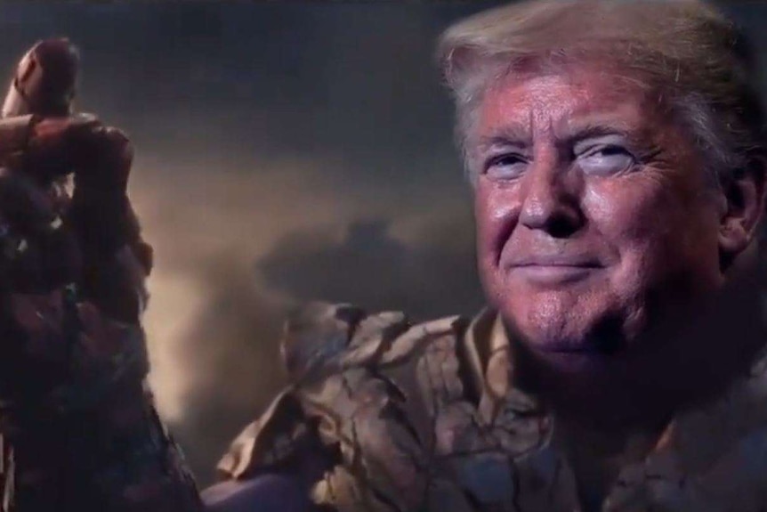 An image from a Trump campaign video portraying Donald Trump as Avengers villain Thanos.