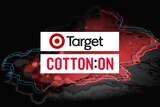 The logos for Target and Cotton-On, superimposed on a map of China.