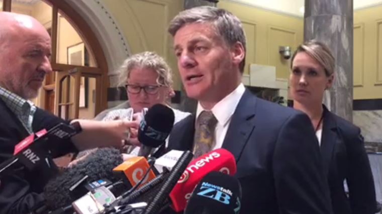 Bill English speaks to the media after John Key announced he was stepping down