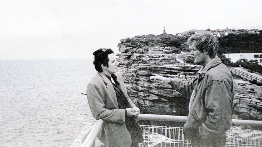 Gordon Wood (right) with friend Peter Cameron at The Gap, after Caroline Byrne's body was found.