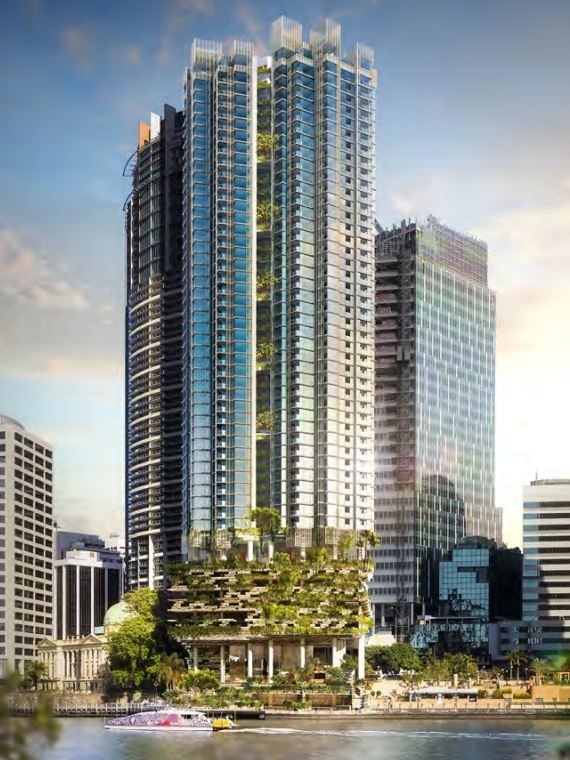 Art conceptuel pour le gratte-ciel résidentiel proposé au 443 Queen Street, Brisbane.