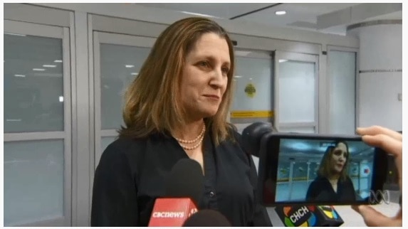 Menteri Luar Negeri Kanada menyambut remaja Saudi di bandara.