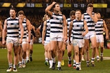 The Cats leave the ground after the second qualifying final against the Tigers at the MCG.