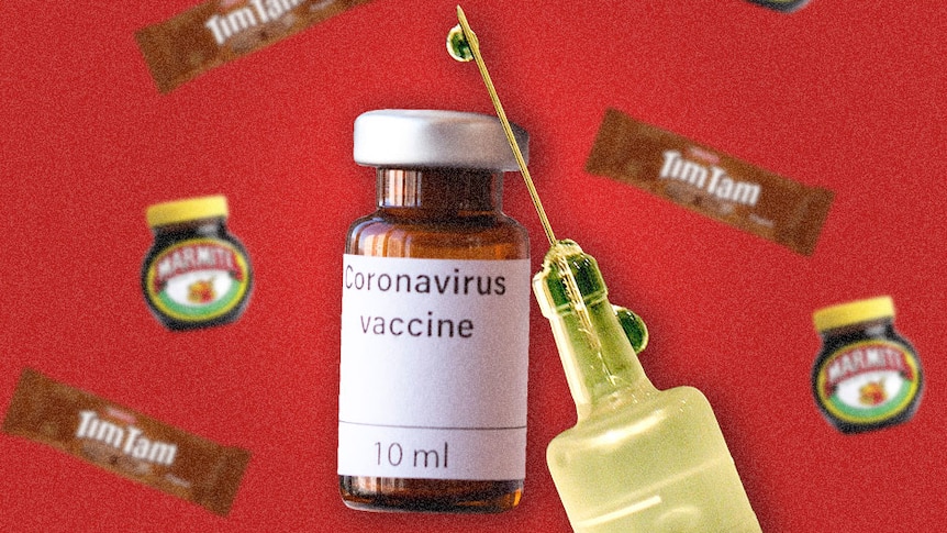 A vaccine vial and a syringe.