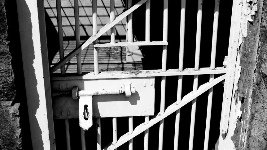 Black and white photo of the old Roebourne jail.