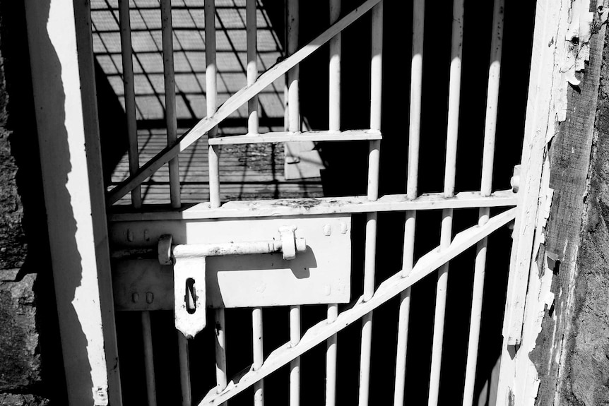 Black and white photo of the old Roebourne jail.