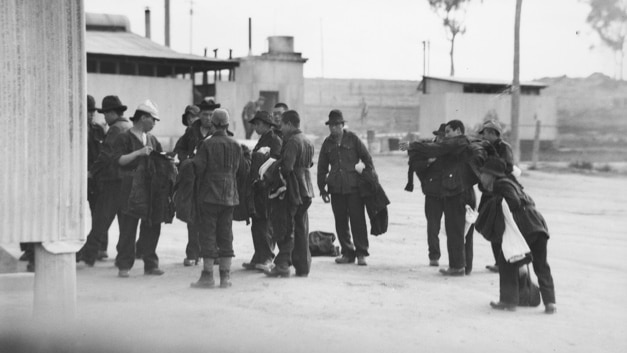 Japanese group of POWs at the camp near Cowra, NSW.