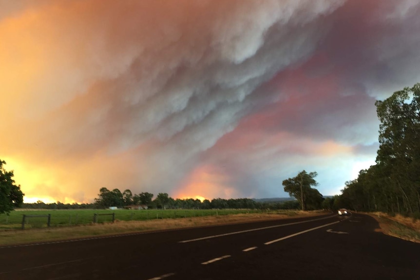 The fire bearing down on Harvey