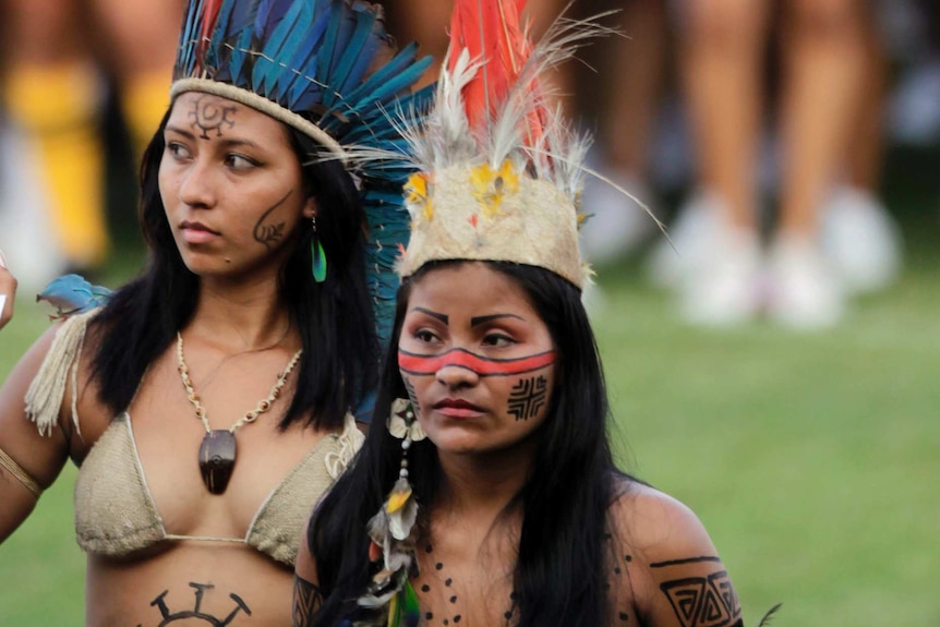 Tikuna indigenous women of Brazil.