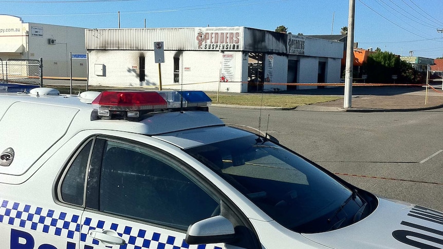 Police outside Pedders factory