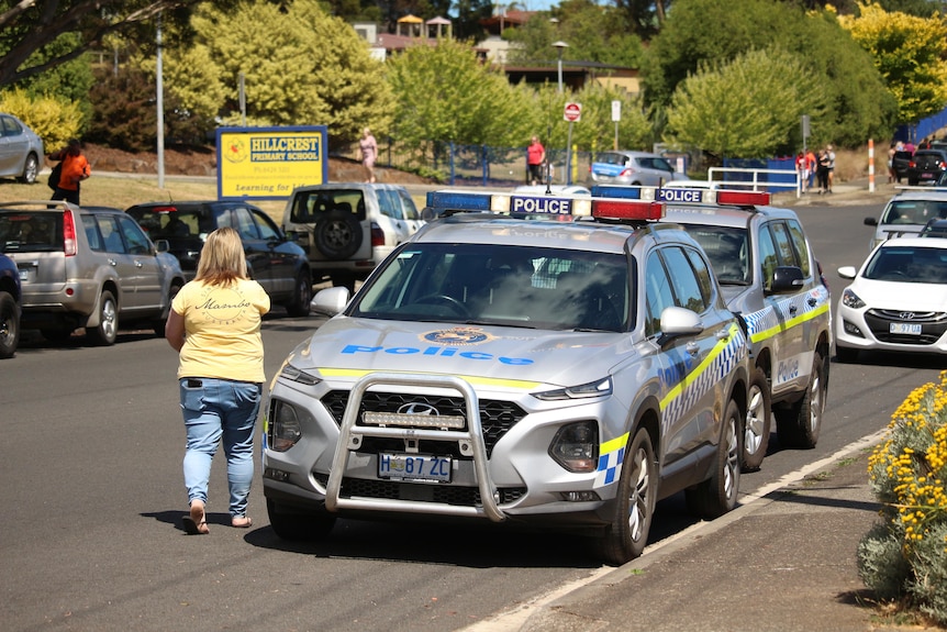 Police cars outside a primary school 