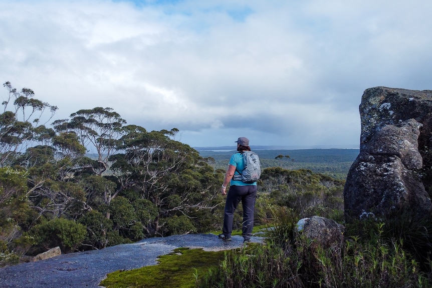 A woman on a mountain