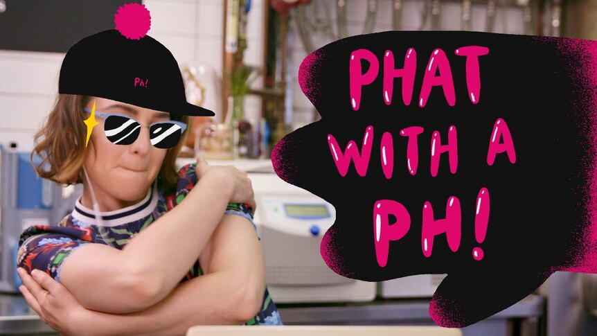 Teenage boy in dude pose, text bubble reads "Phat with a PH!"