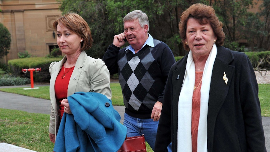 David Rixon's widow Fiona Rixon, his step-father Max Russell and his mother Gwen Russell