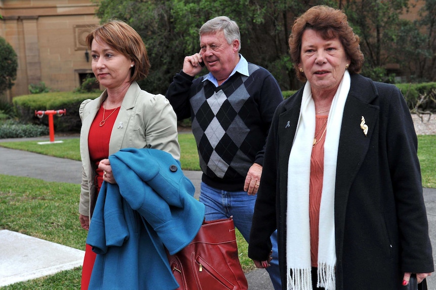David Rixon's widow Fiona Rixon, his step-father Max Russell and his mother Gwen Russell