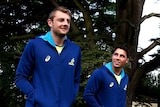 Dean Mumm and Nick Phipps in camp with the Wallabies