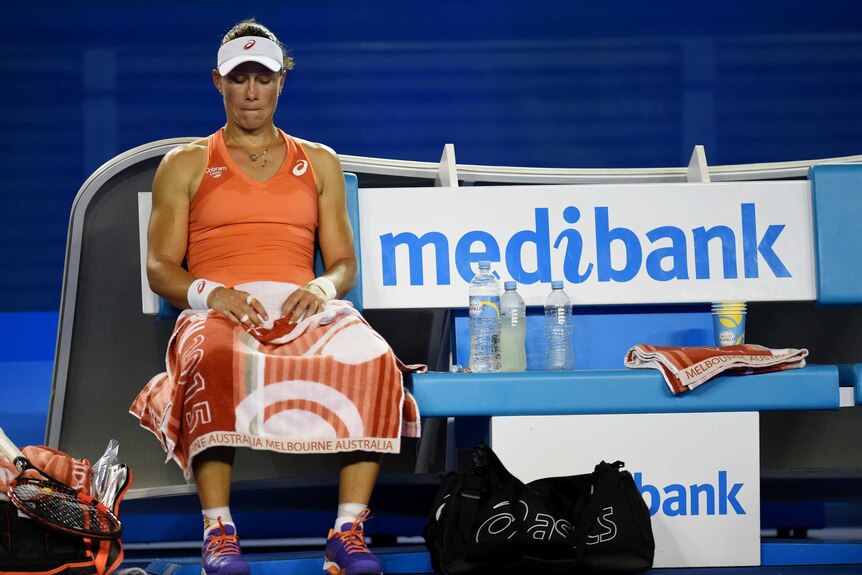 Stosur looks dejected after Vandeweghe loss