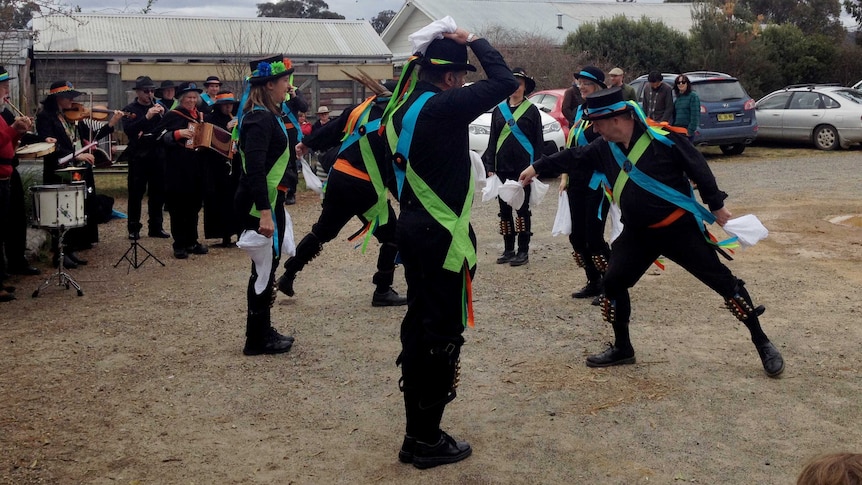 Morris dancers perform at the wassail ceremony