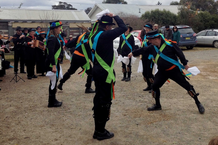 Morris dancers perform at the wassail ceremony