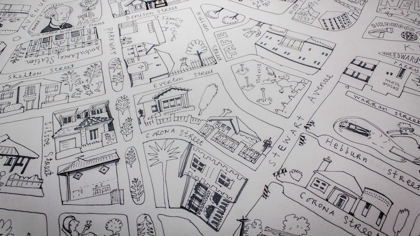 A close-up of Liz Anelli's map.