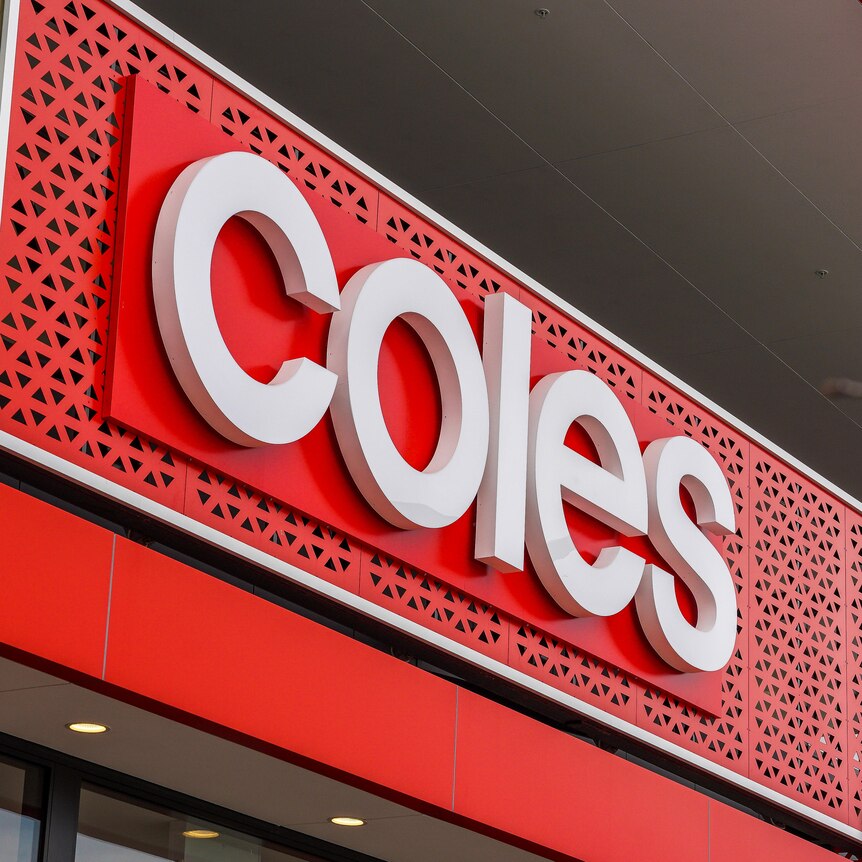 Coles supermarket sign close up