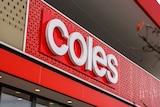 Coles supermarket sign close up