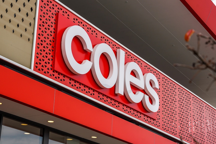 Coles supermarket sign close up